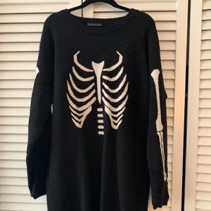 MOD CLOTH SKELETON BONE HALLOWEEN GOTH SWEATER DRESS SIZE LARGE